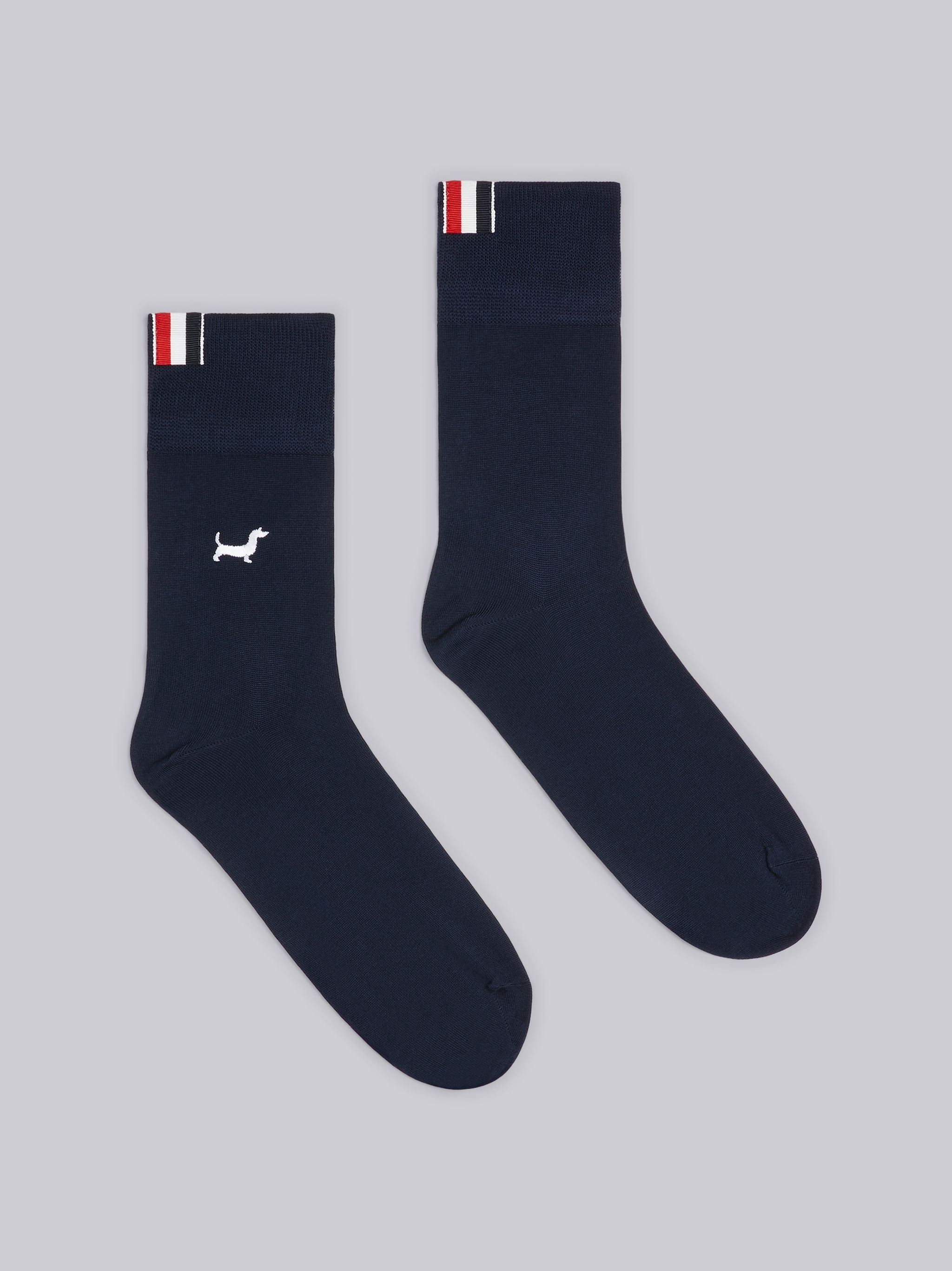 Navy Hector Embroidered Mini Crew Socks - 1