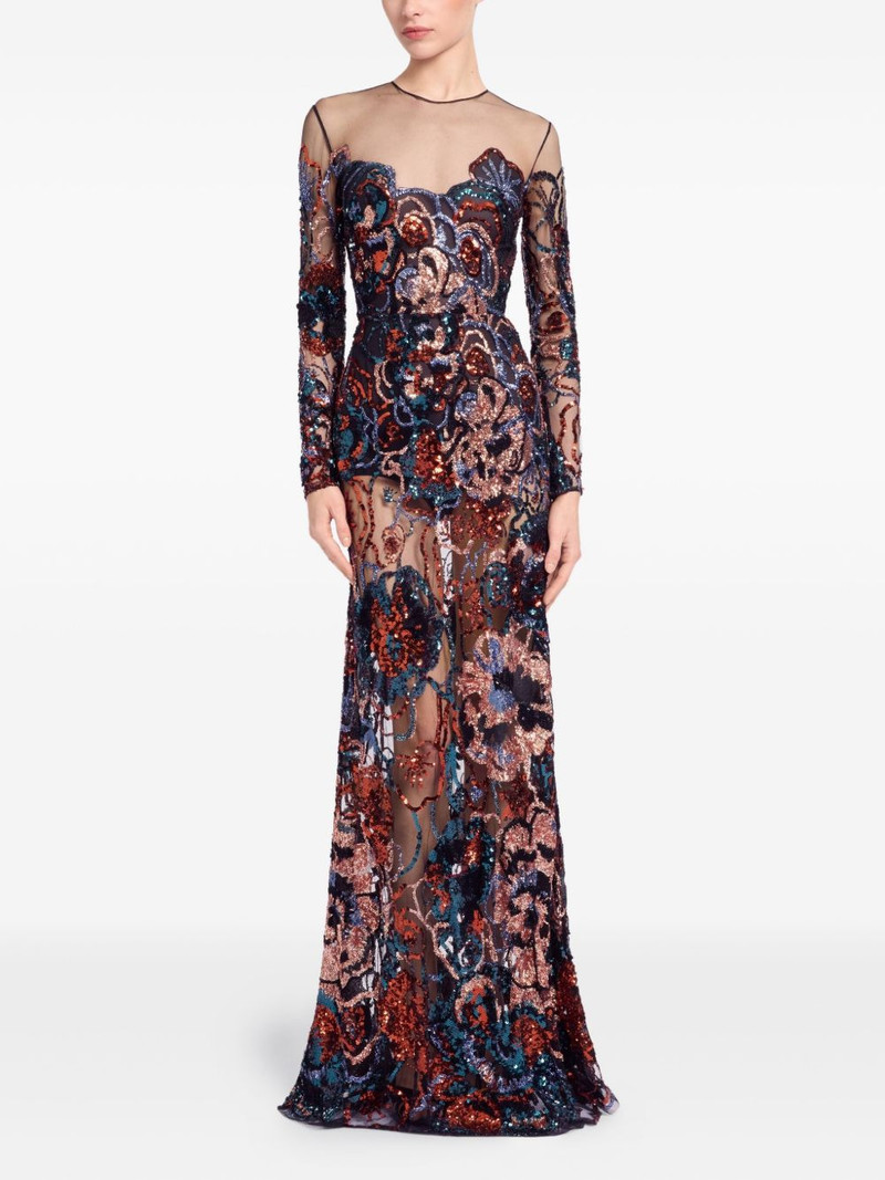 ELIE SAAB floral-embroidered sequin maxi dress outlook
