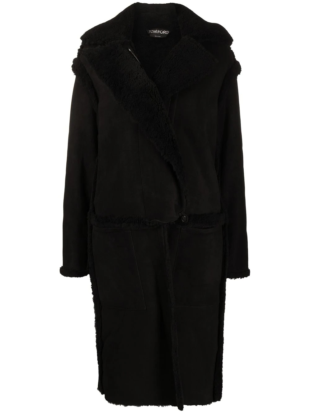 lambskin shearling long coat - 1