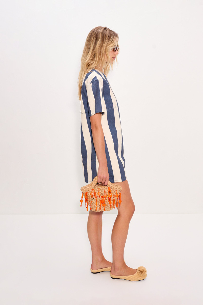 Sahara Short Sleeve Mini Dress In Navy/Cream 3