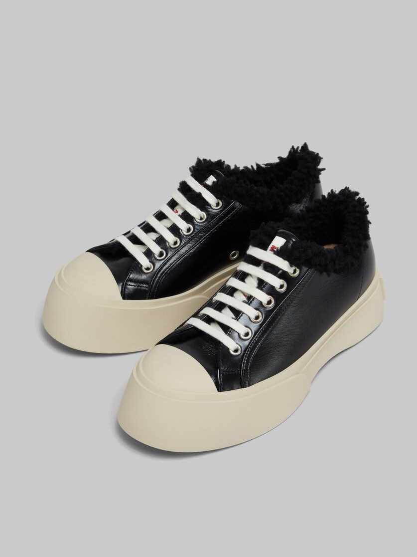BLACK LEATHER AND SHEARLING PABLO SNEAKER - 5