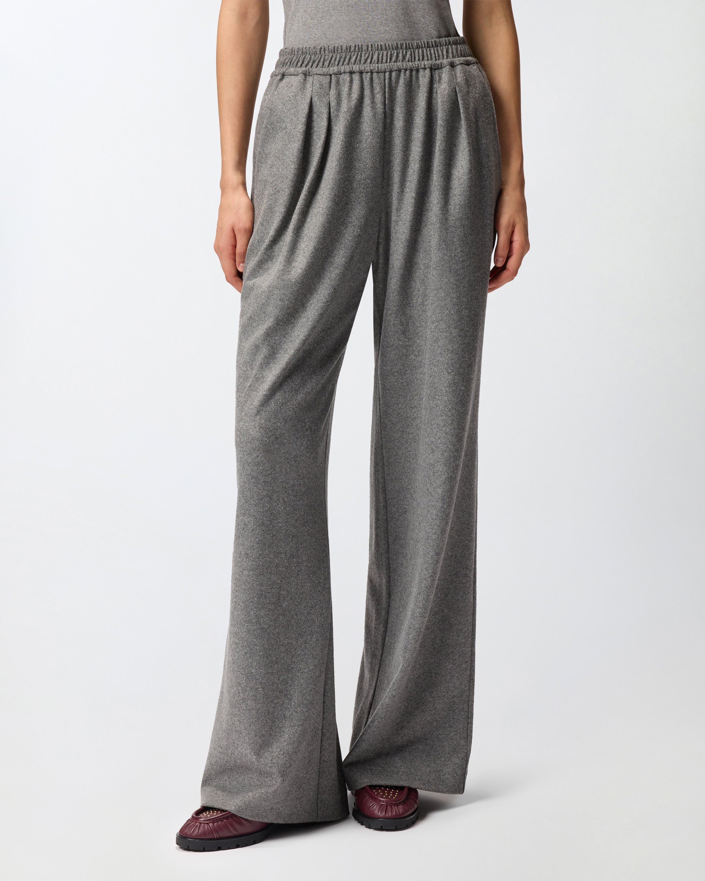 LONG WIDE-LEG WOOL-BLEND TROUSERS - 3