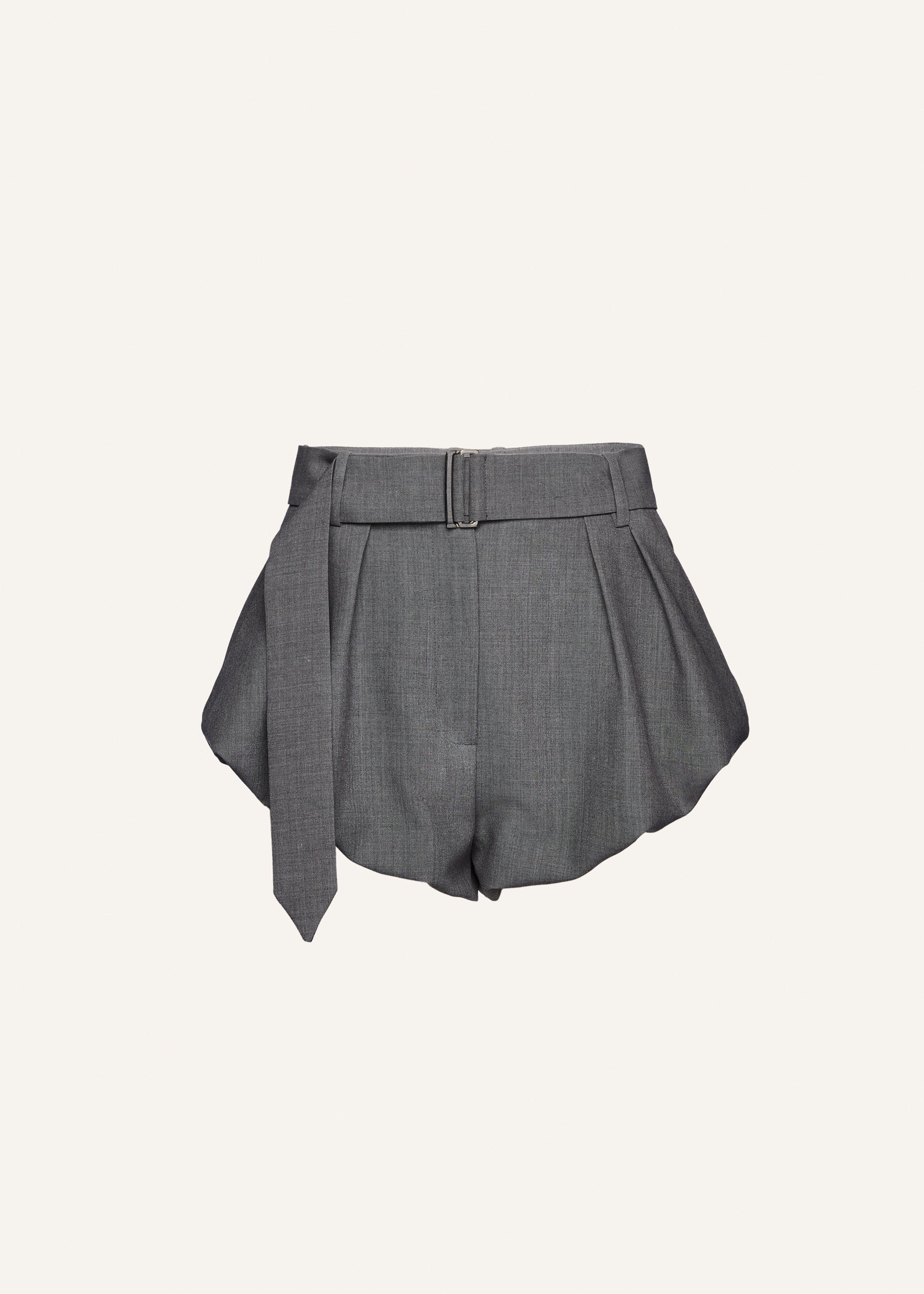 Flared wool shorts in grey - 1