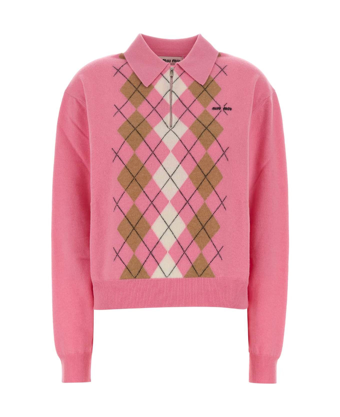 Pink Cashmere Polo Shirt - 1