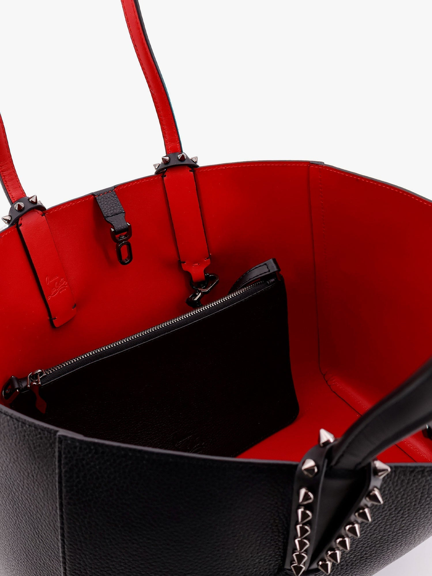 Christian Louboutin Cabata Leather Shoulder Bag With Iconic Metal Spikes - 4
