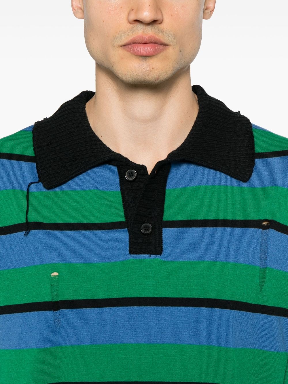 damaged striped polo shirt - 4