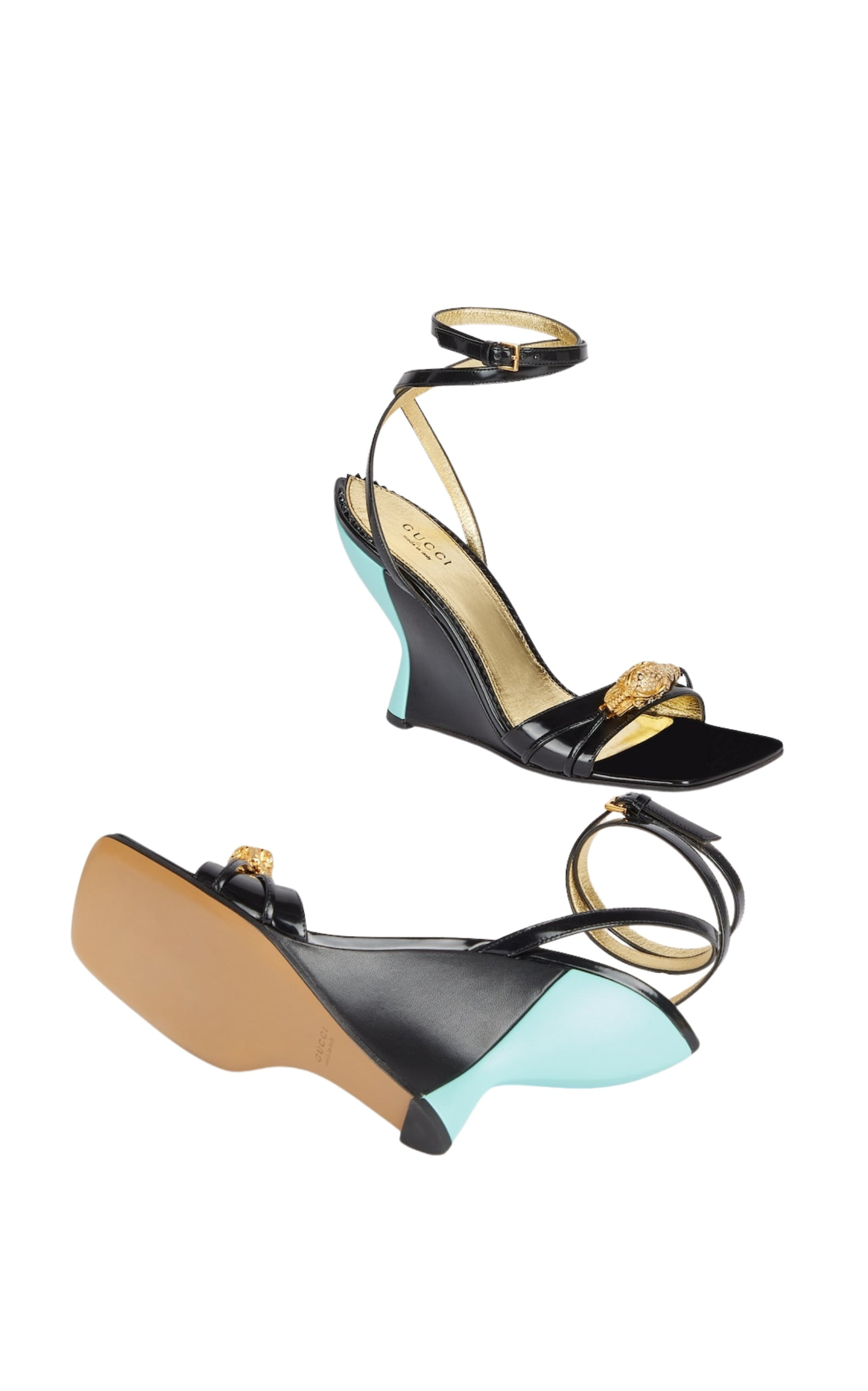 Two-Toned Embellished Wedge Sandals - 6