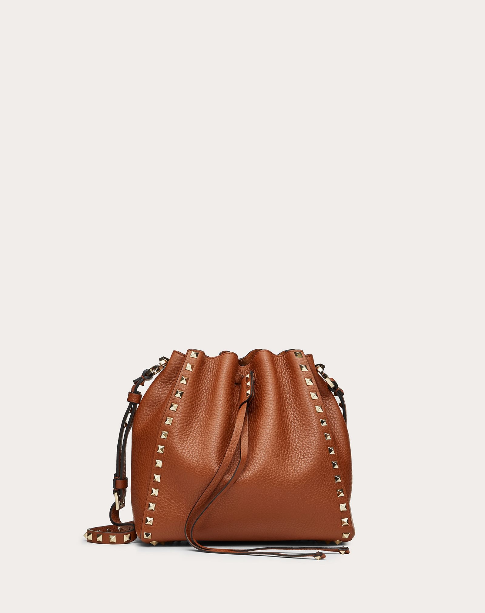 Small Rockstud Grainy Calfskin Bucket Bag - 1