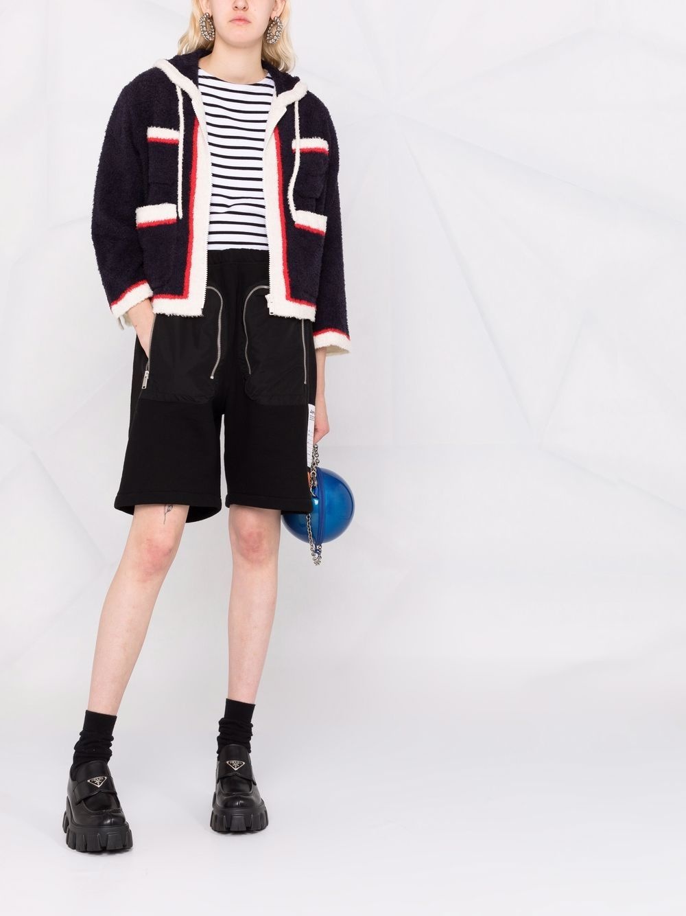 stripe-trim hooded jacket - 2