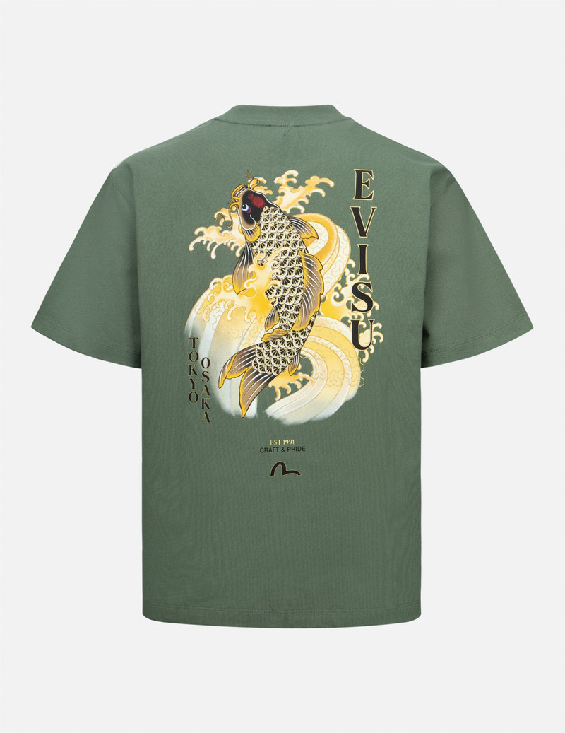 EVISU Seagull Embroidery and Carp Print Relax Fit T-shirt outlook