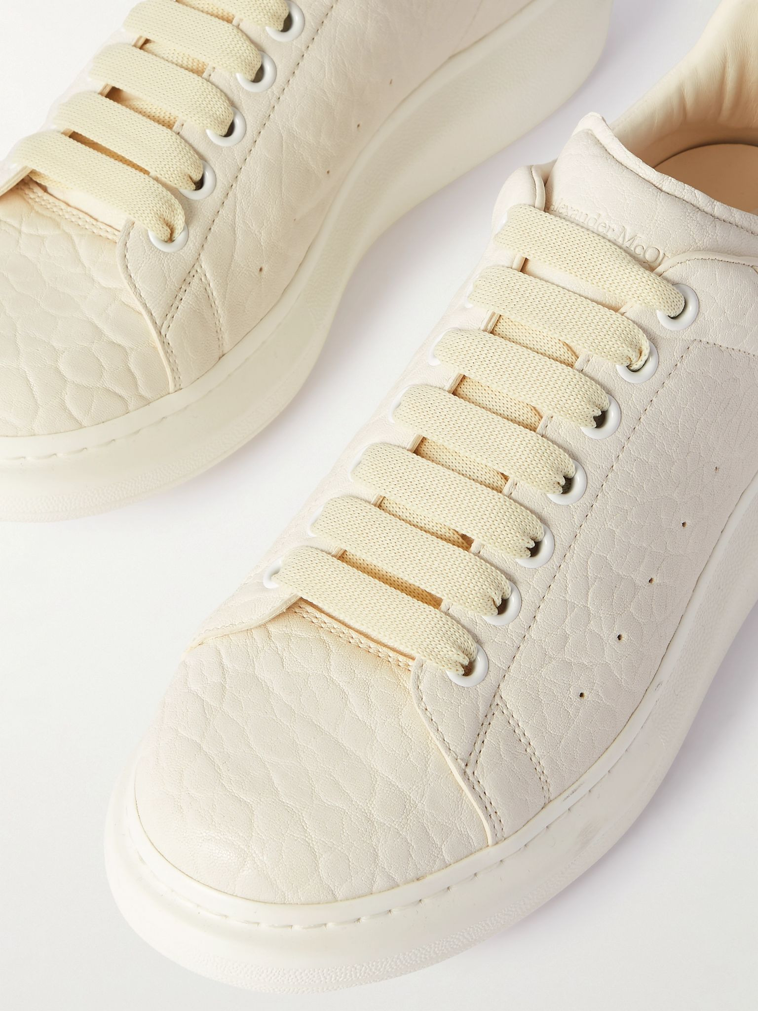 Exaggerated-Sole Textured-Leather Sneakers Off-white - 6