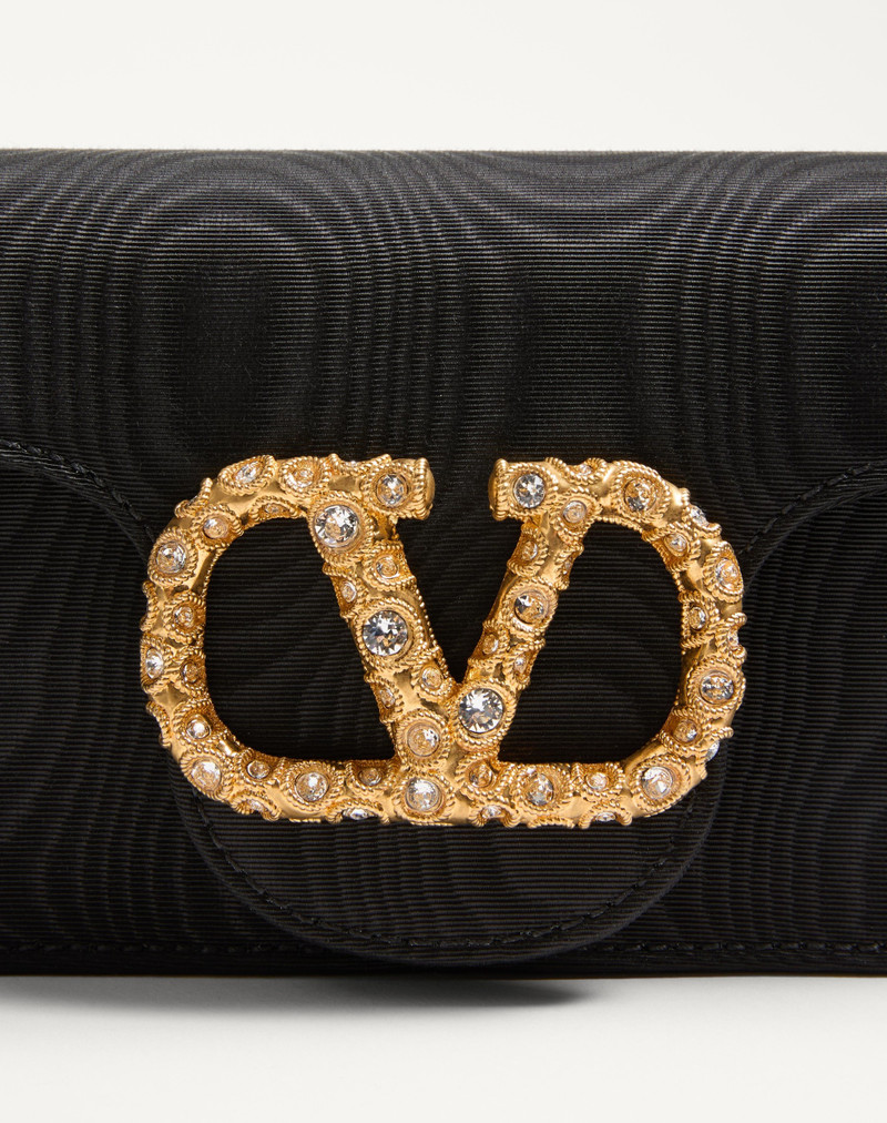 VALENTINO GARAVANI LOCÒ MOIRÉ FABRIC CLUTCH WITH JEWEL LOGO 8