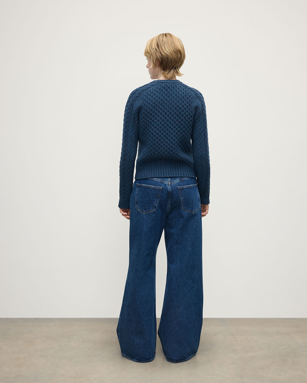 Aran Cable Navy Cashmere Jumper - 4