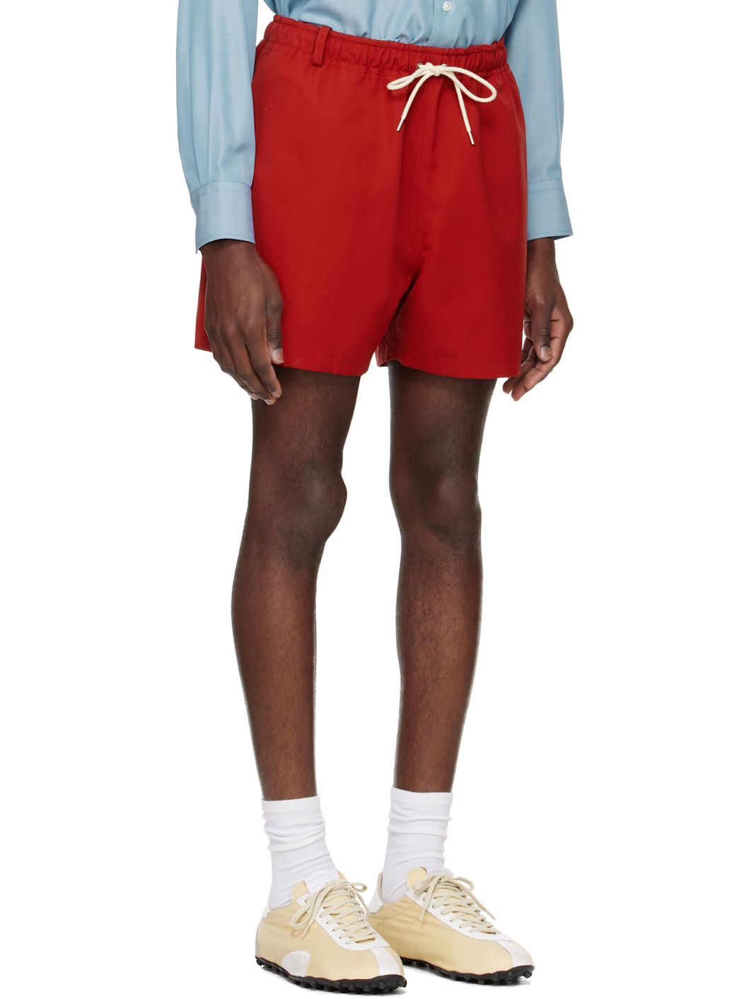 Red Wool Max Canvas Shorts - 2
