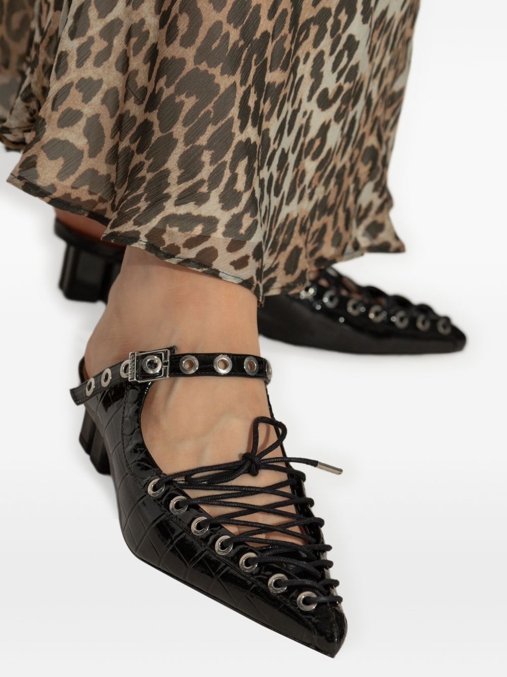 50mm buckle-fastening lace-up mules - 5