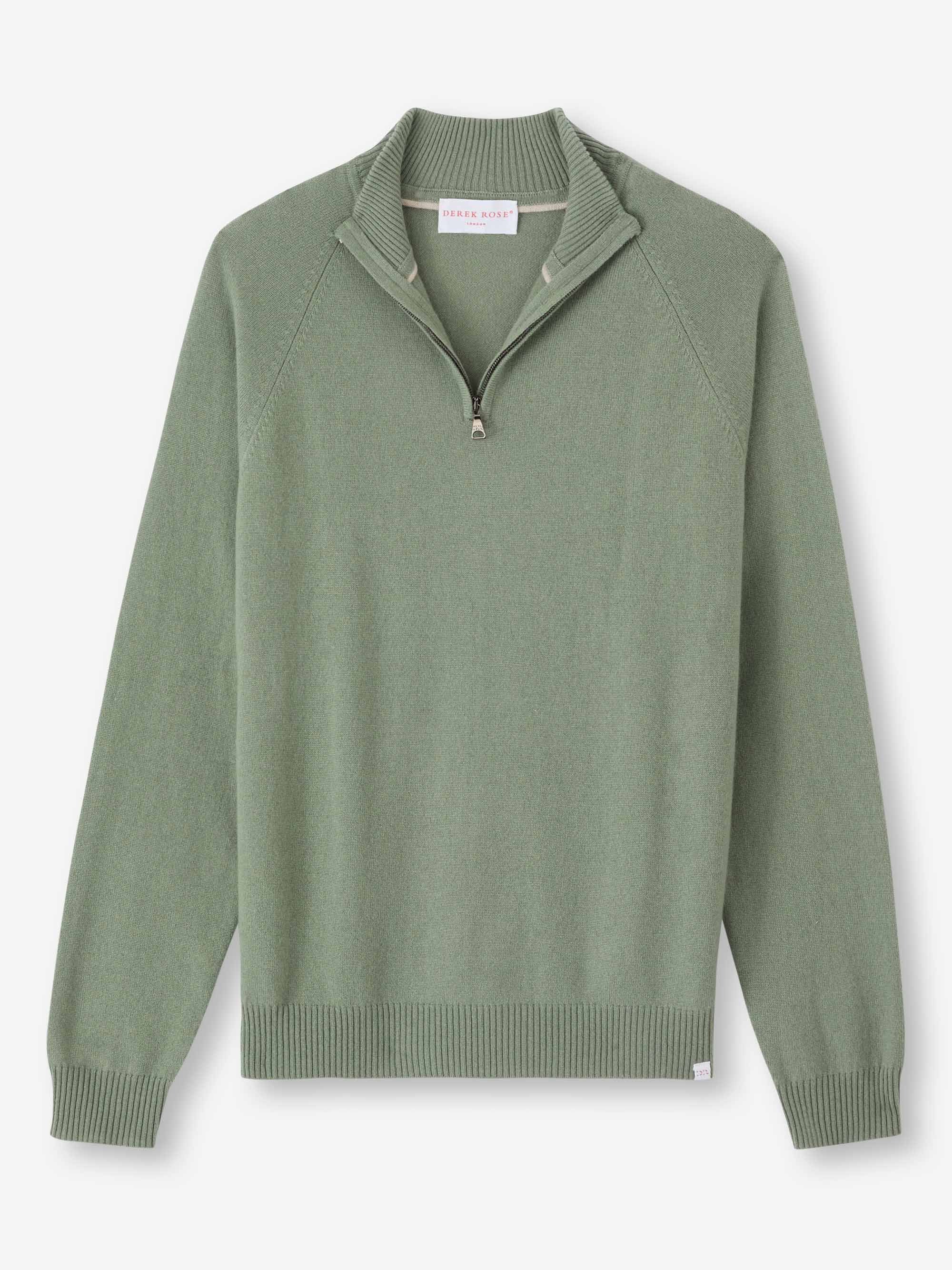 Men's Half-Zip Sweater Finley Cashmere Sage Green - 2