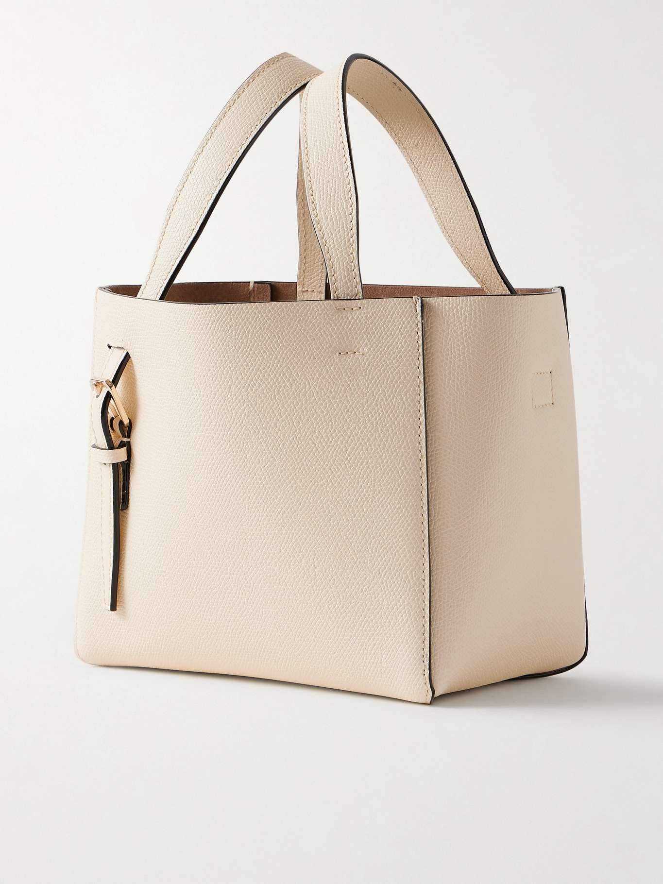 Mini textured-leather shoulder bag Off-white - 3