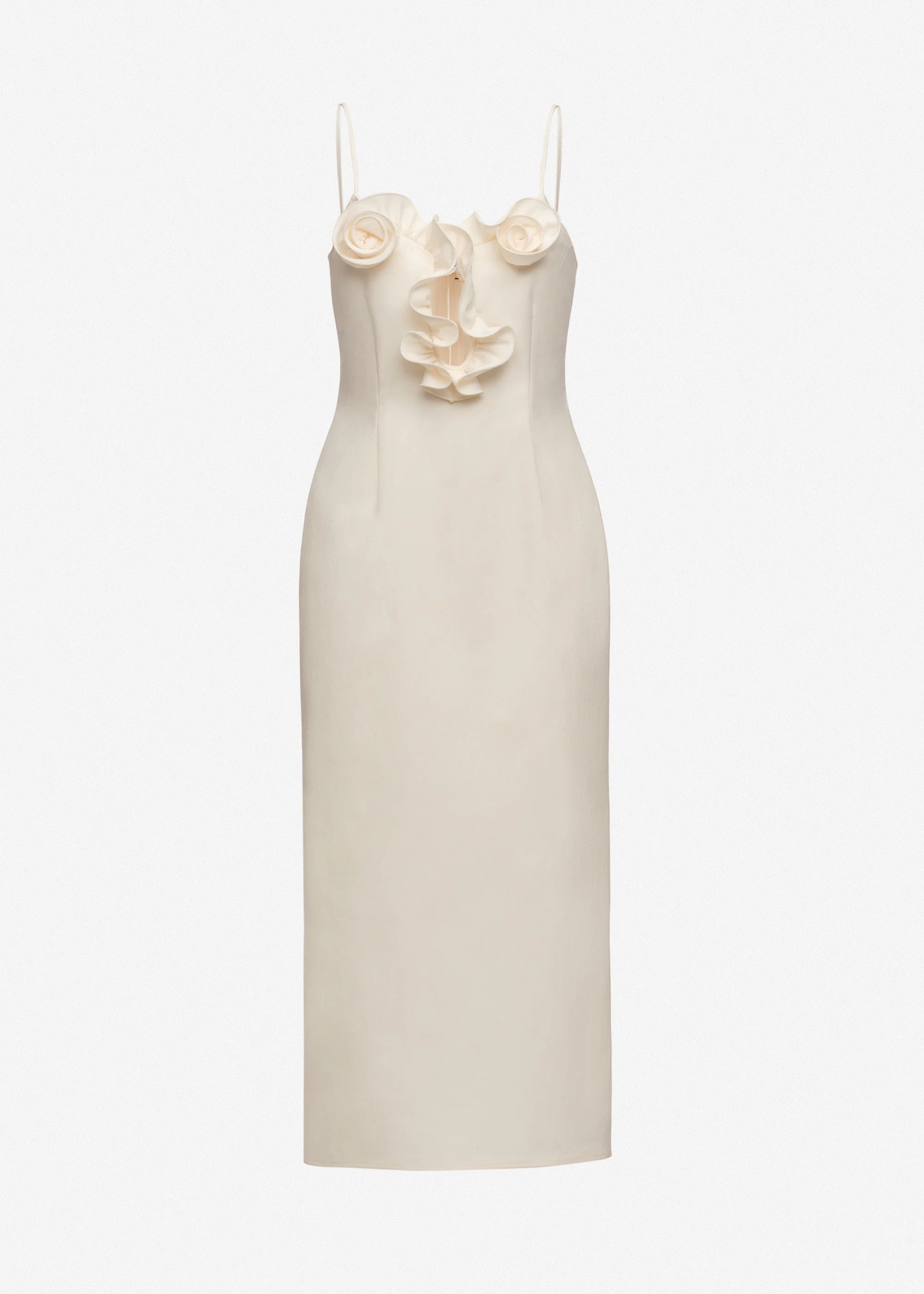 Cotton flower-detail midi beach dress in cream - 1