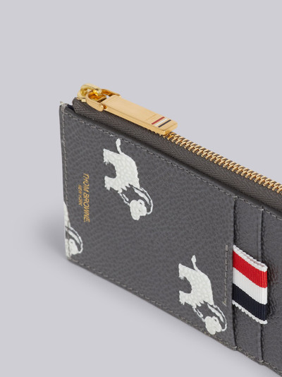 Thom Browne Dark Grey Pebbled Calfskin Lion Print Half-zip Wallet outlook