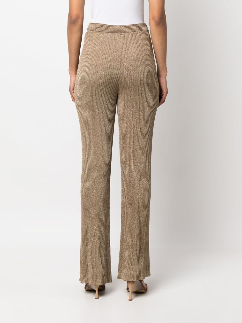 shinny-finish knitted trousers - 4