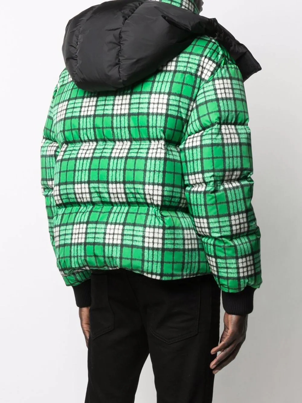 check-print puffer jacket - 4