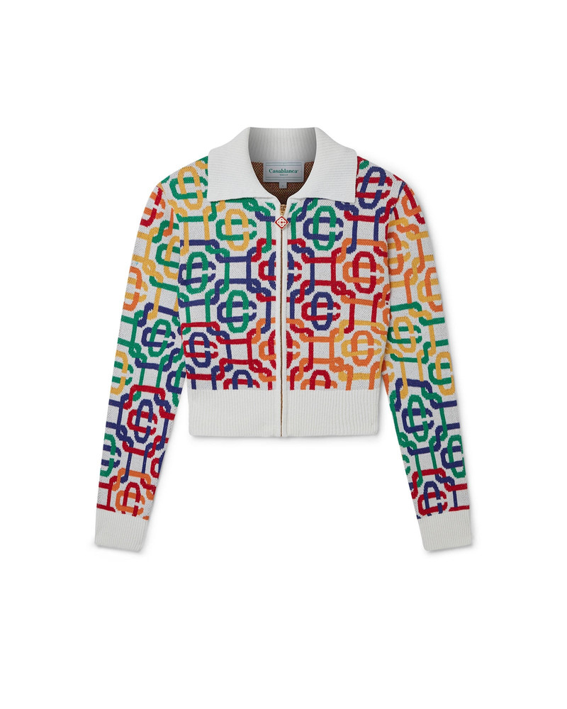 Rainbow Monogram Cropped Zip Up Jumper 1