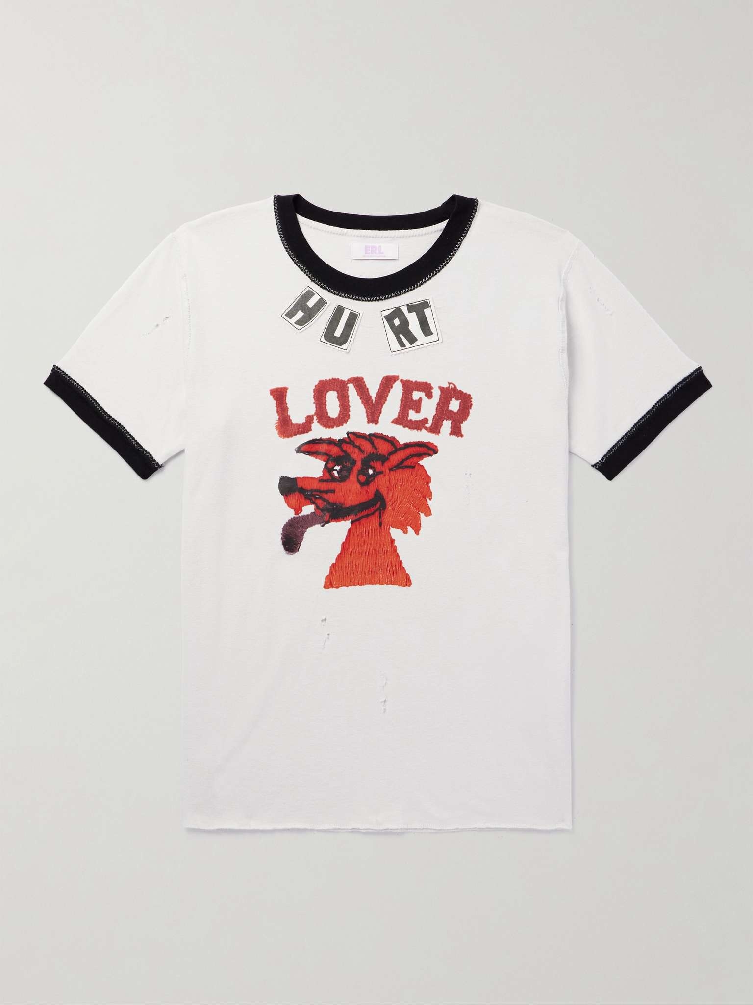 ERL Slim-Fit Appliquéd Printed Cotton and Linen-Blend Jersey