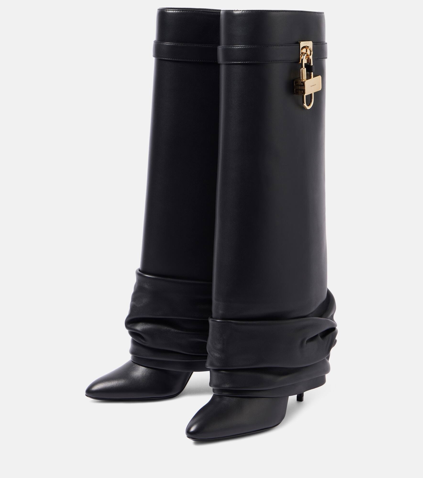 Shark Lock Stiletto leather knee-high boots - 4