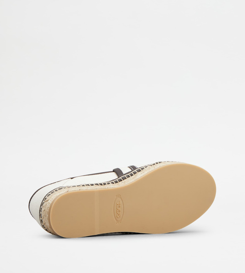 KATE SLIP-ONS IN CANVAS AND LEATHER - BEIGE, BLACK 5