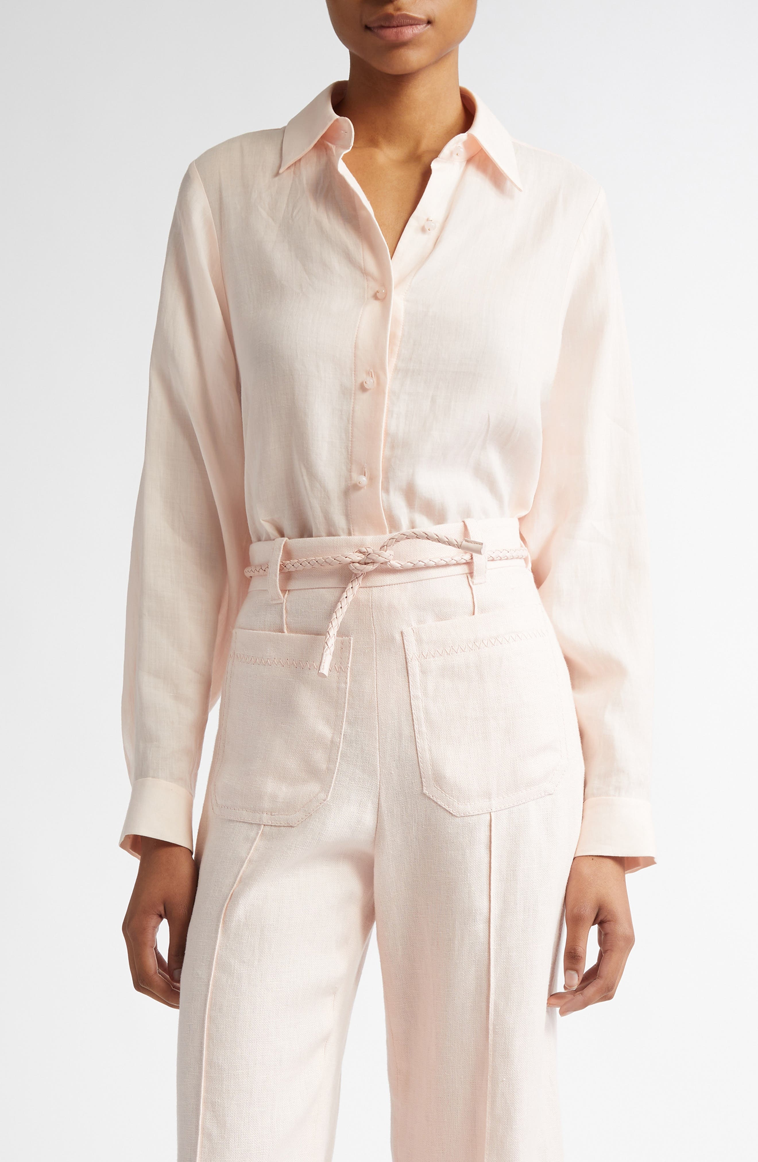 Zimmermann Oversize Button-Up Shirt in Pink at Nordstrom - 1