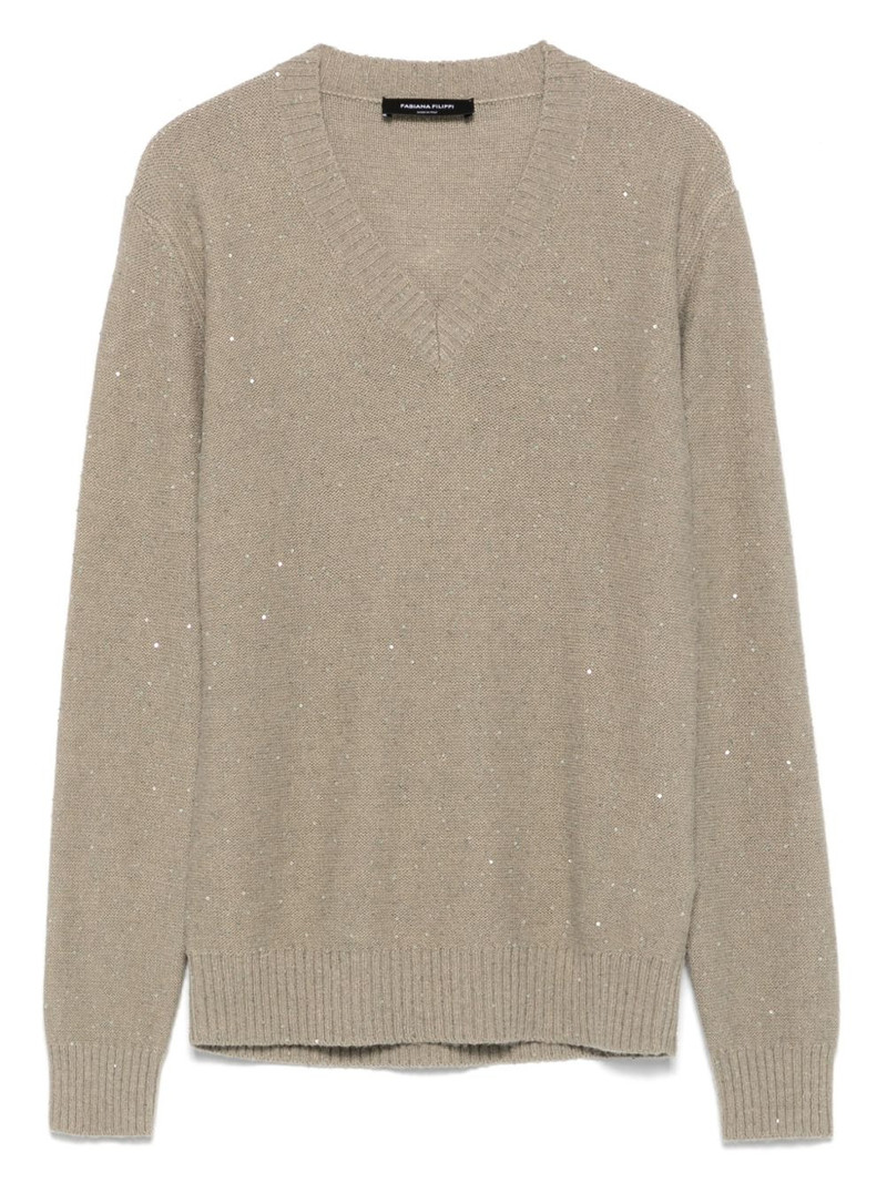 sequin-embellished v-neck sweater 1