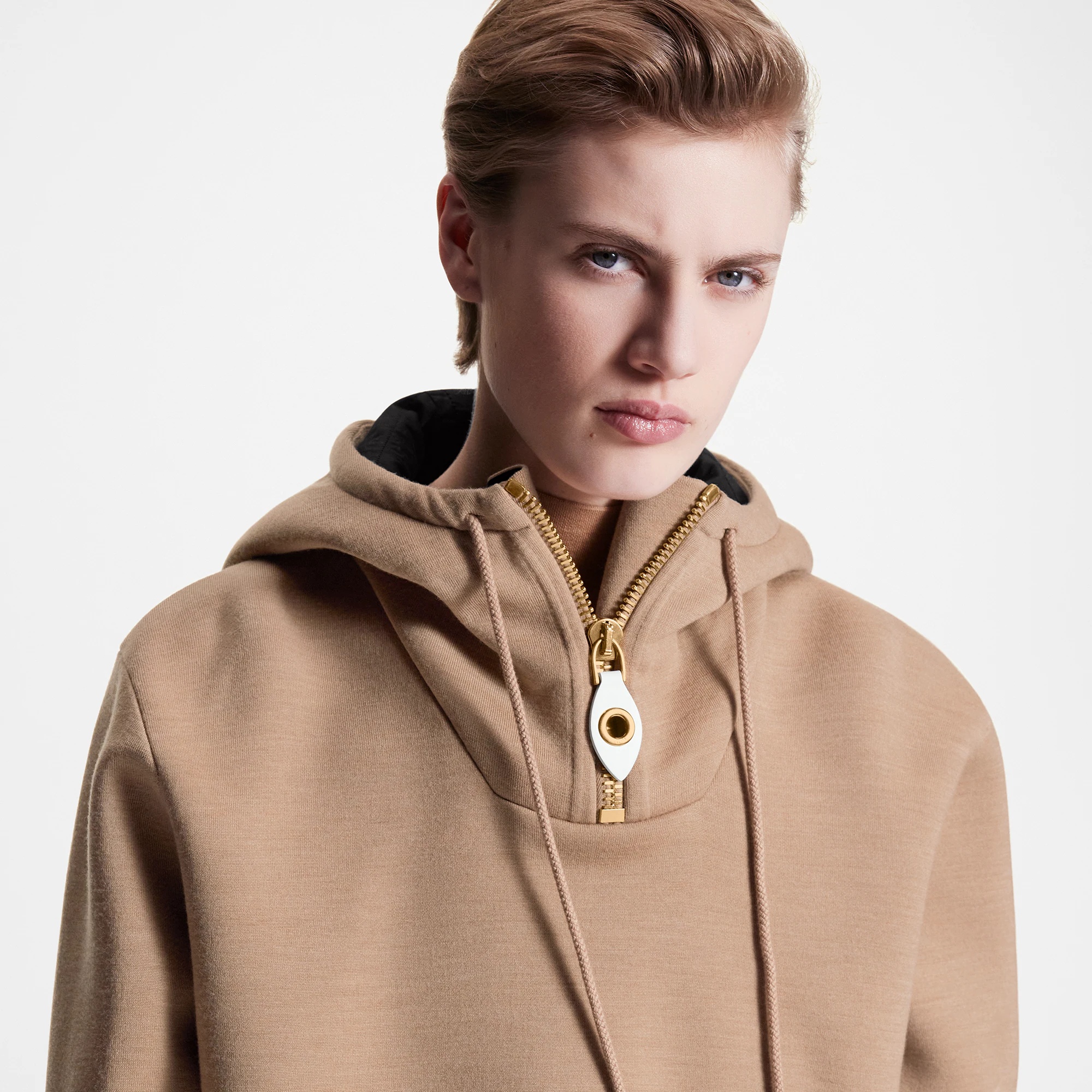Wool-Silk Cropped Hoodie - 2