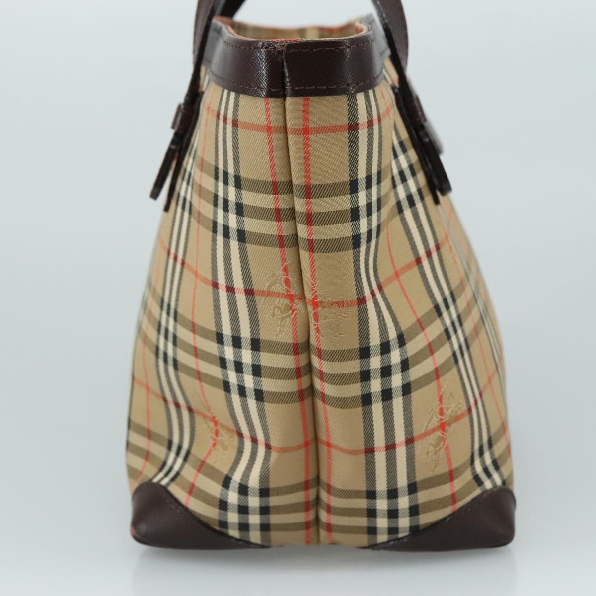 Burberry Nova Check Hand Bag Canvas Leather Beige Brown Silver - 4