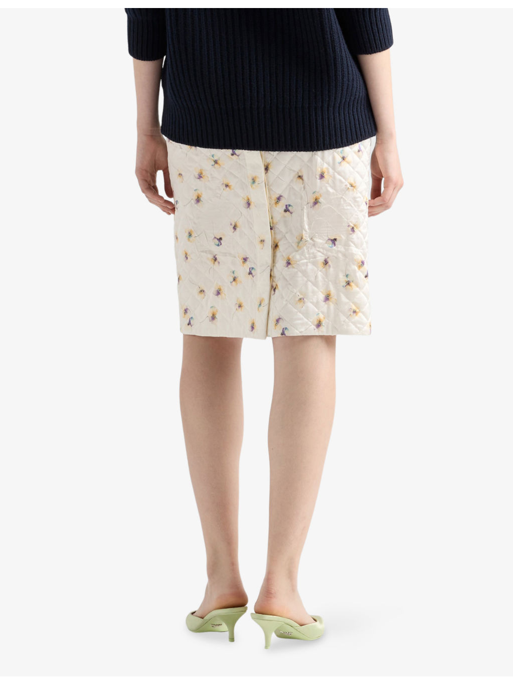 Floral-Print Quilted Satin Knee-Length Skirt - 4