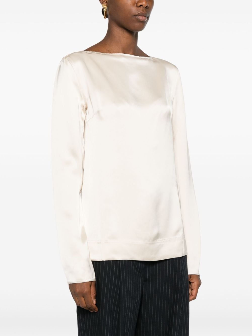 long-sleeve satin top - 3