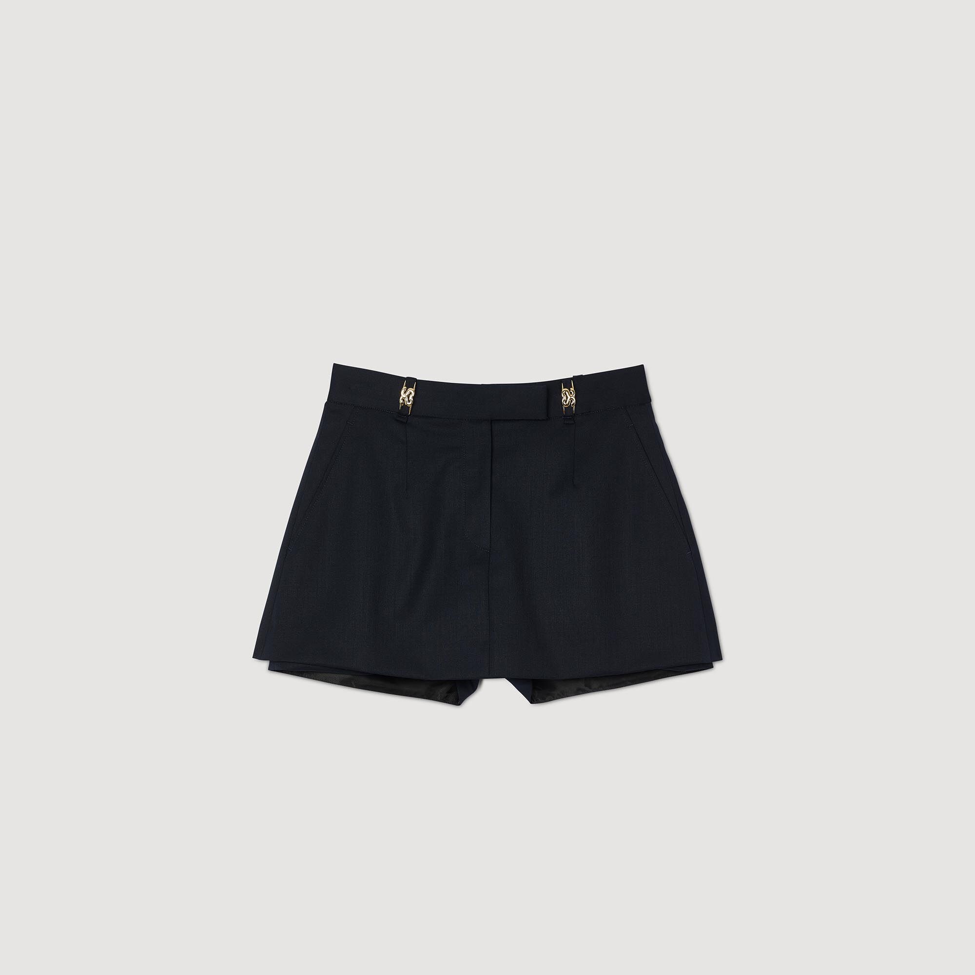 SKORT WITH DECORATIVE BELT LOOPS - 1
