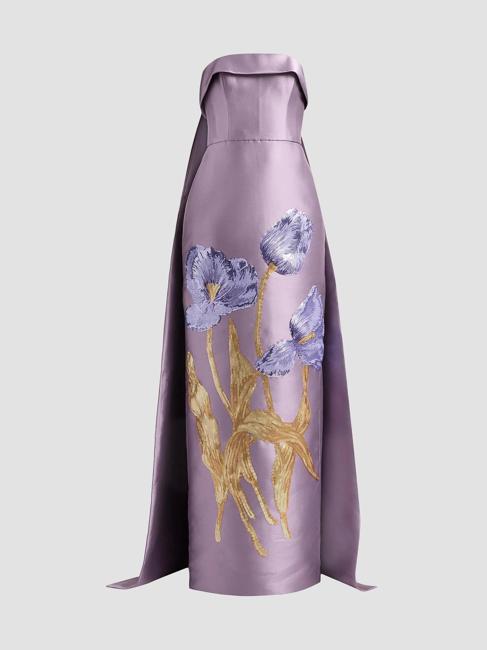 Women's Tulip Watteau Column Gown - Violet - 1