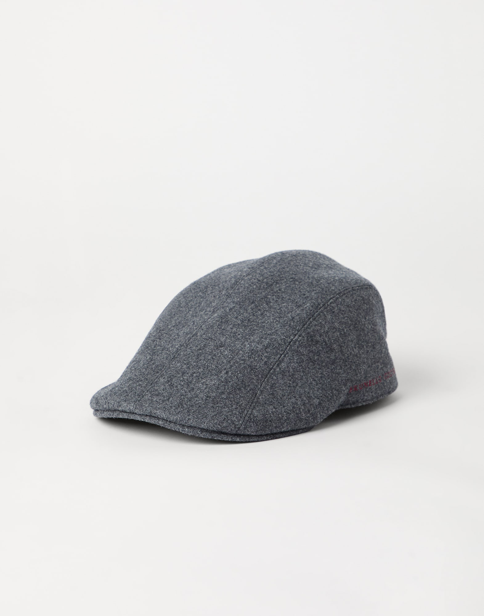Virgin wool flannel flat cap with embroidery - 1