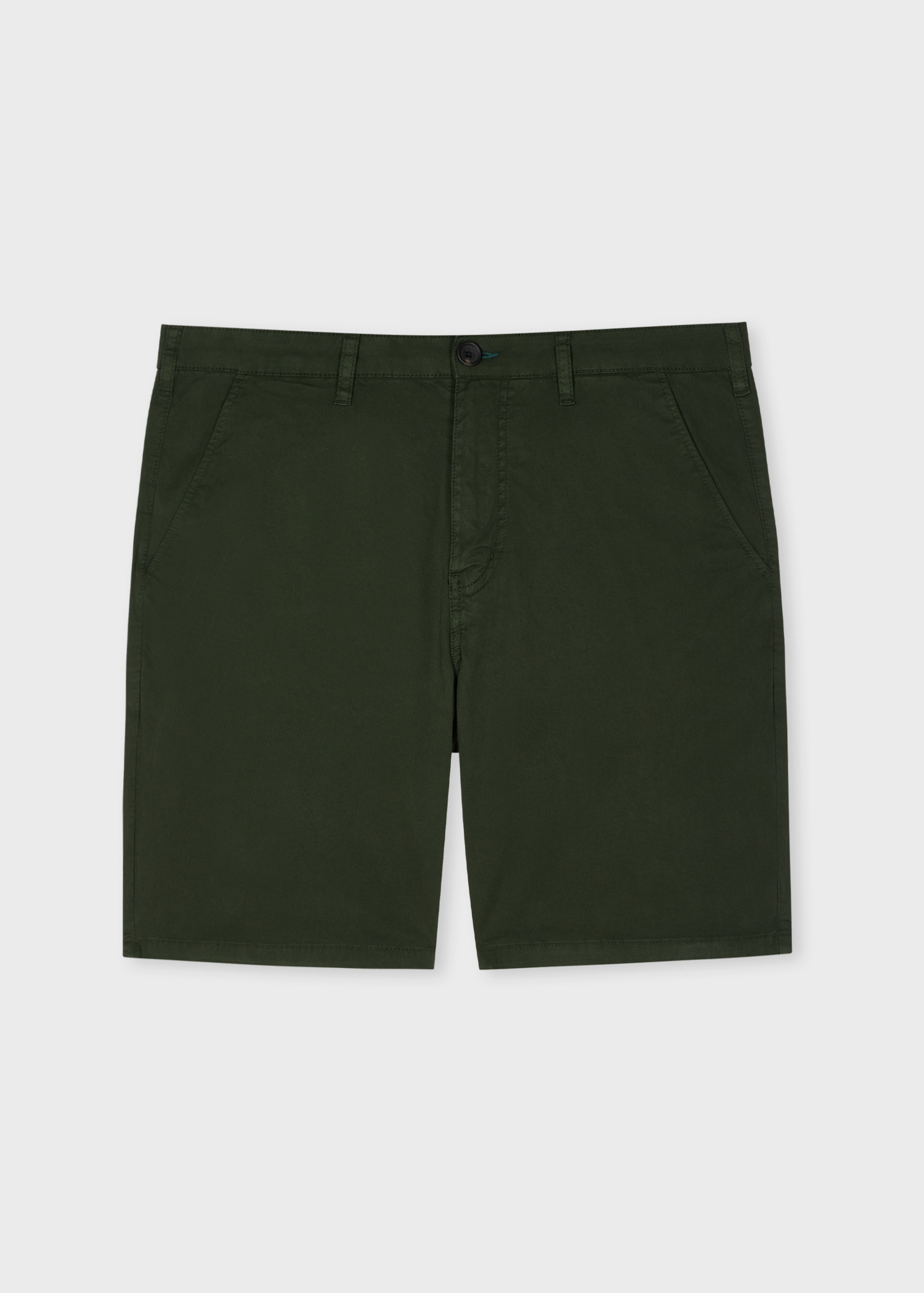 Dark Khaki Organic Cotton-Stretch Shorts - 1
