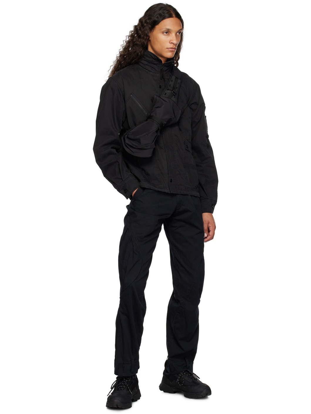 Black Pleated Cargo Pants - 4