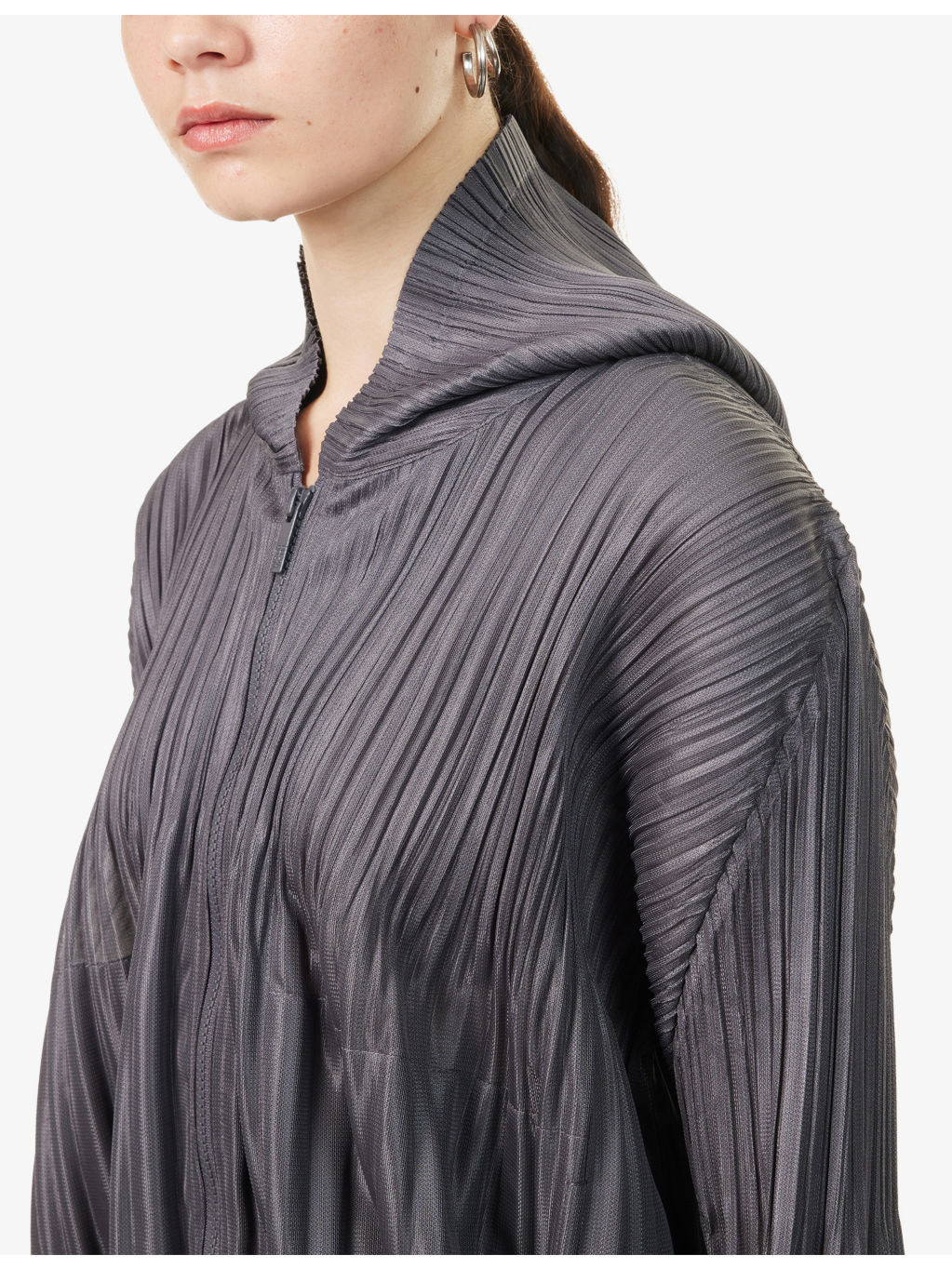 Basic Pleated Knit Hoody - 5