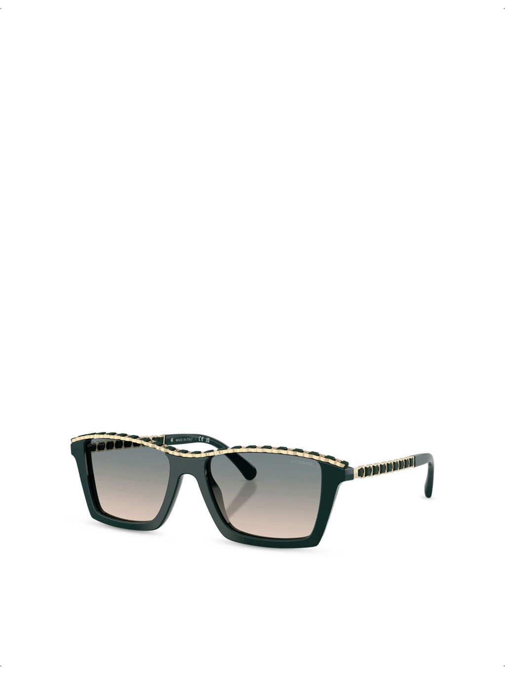 CH5548Q Rectangle-Frame Acetate and Leather Sunglasses - 2