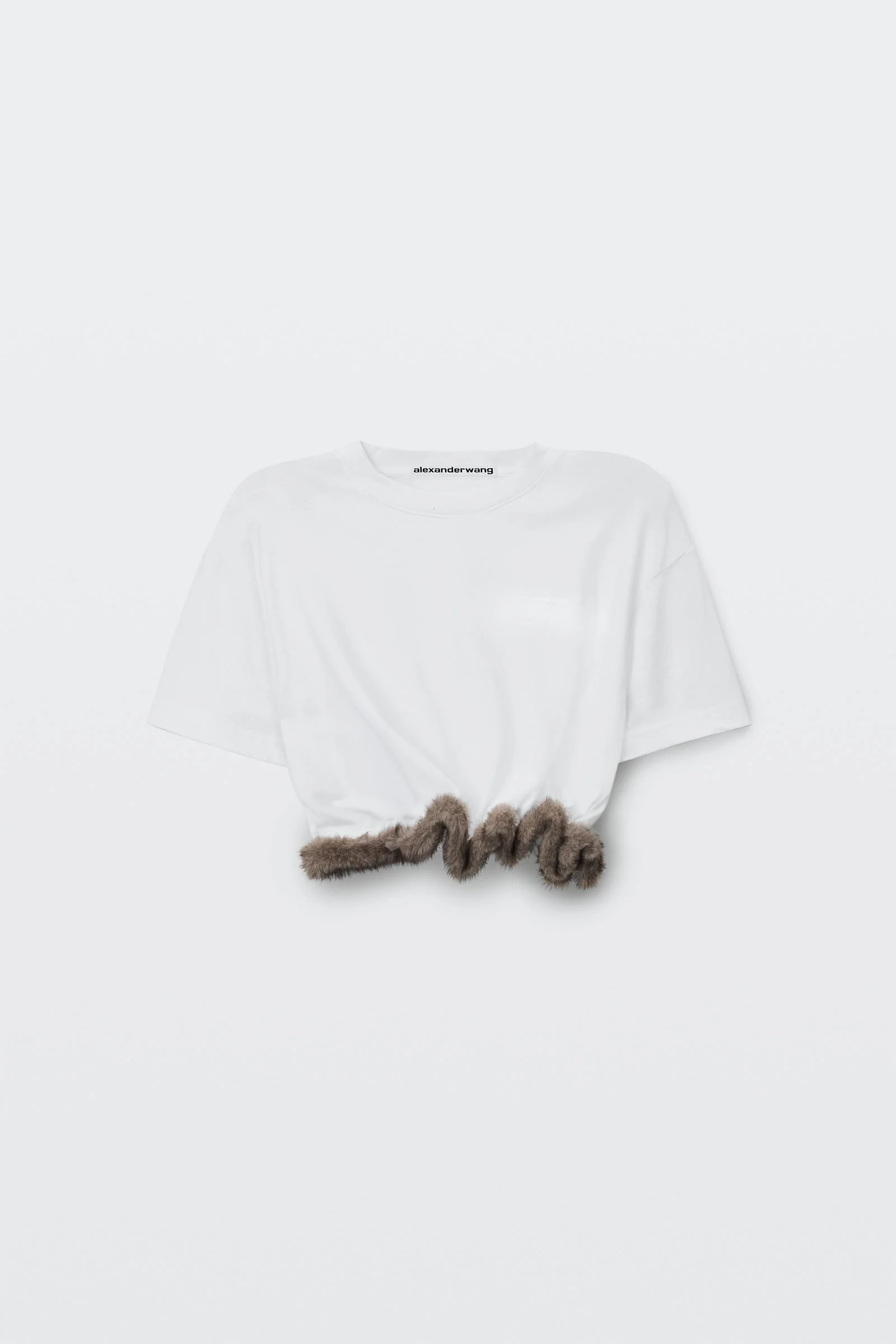 faux fur trim tee - 1