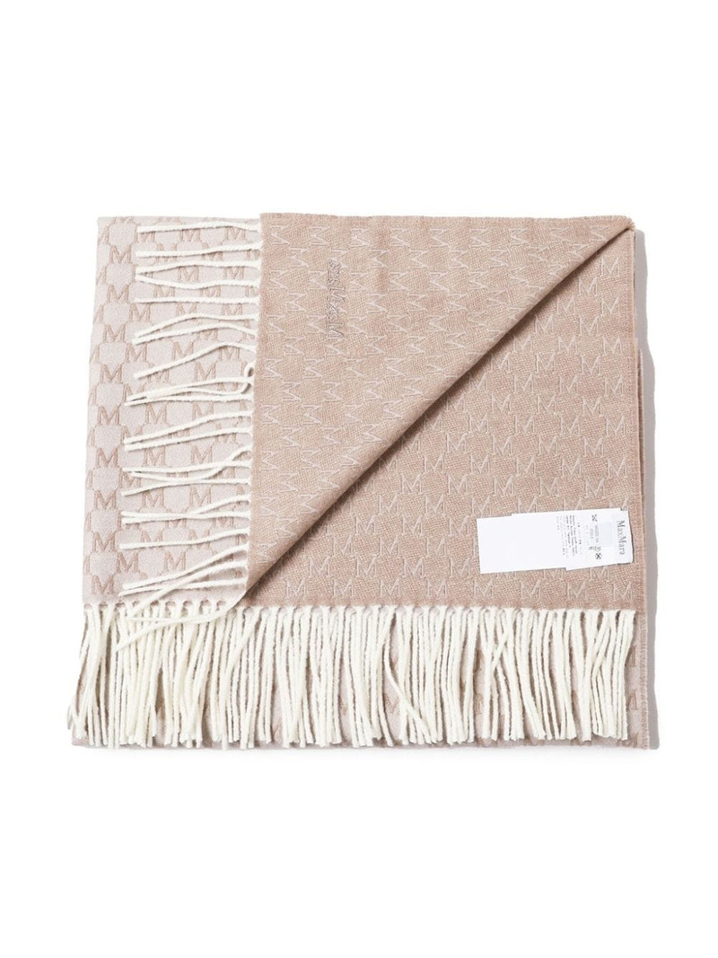 Max Mara embroidered-monogram wool scarf outlook