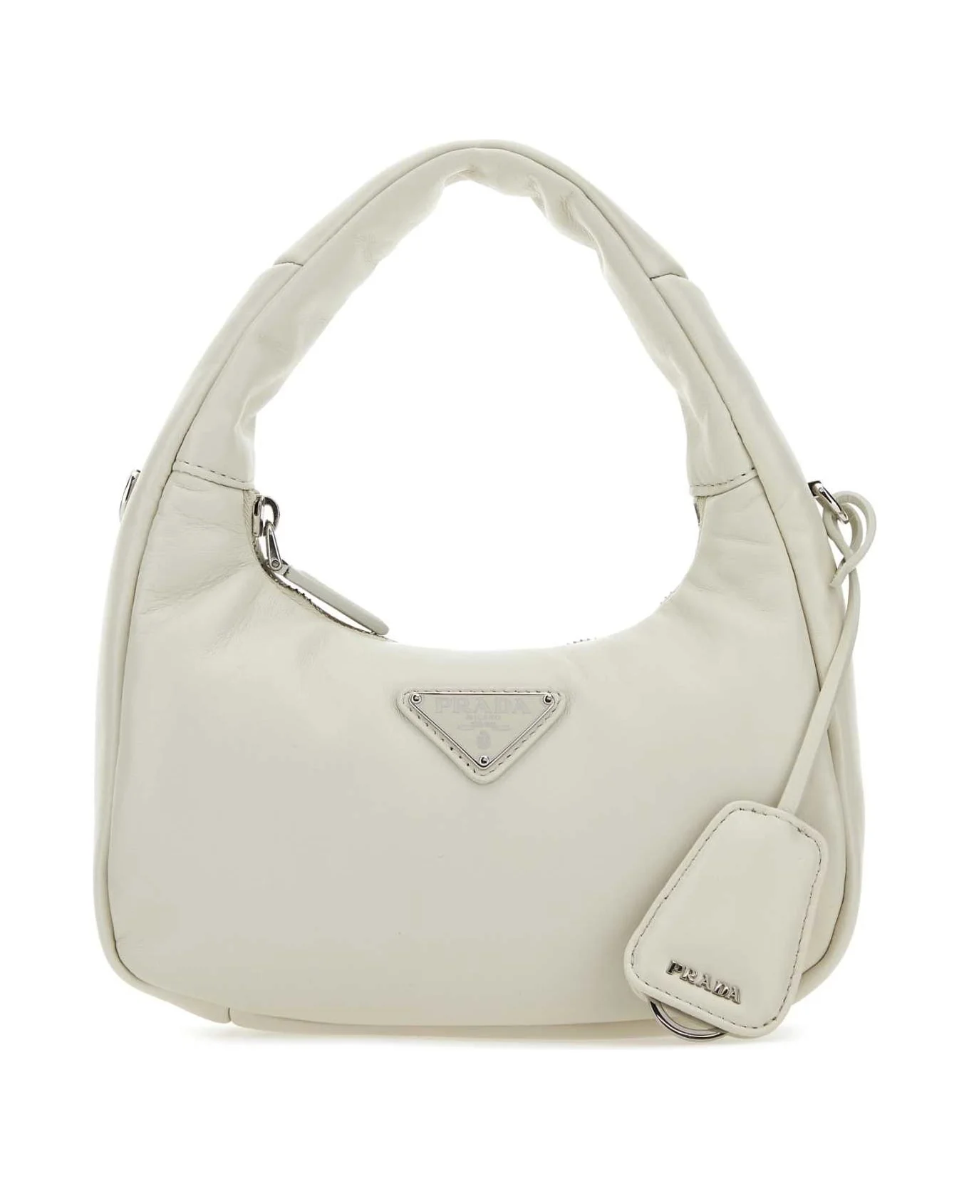 Chalk Nappa Leather Mini Prada Soft Handbag - 1