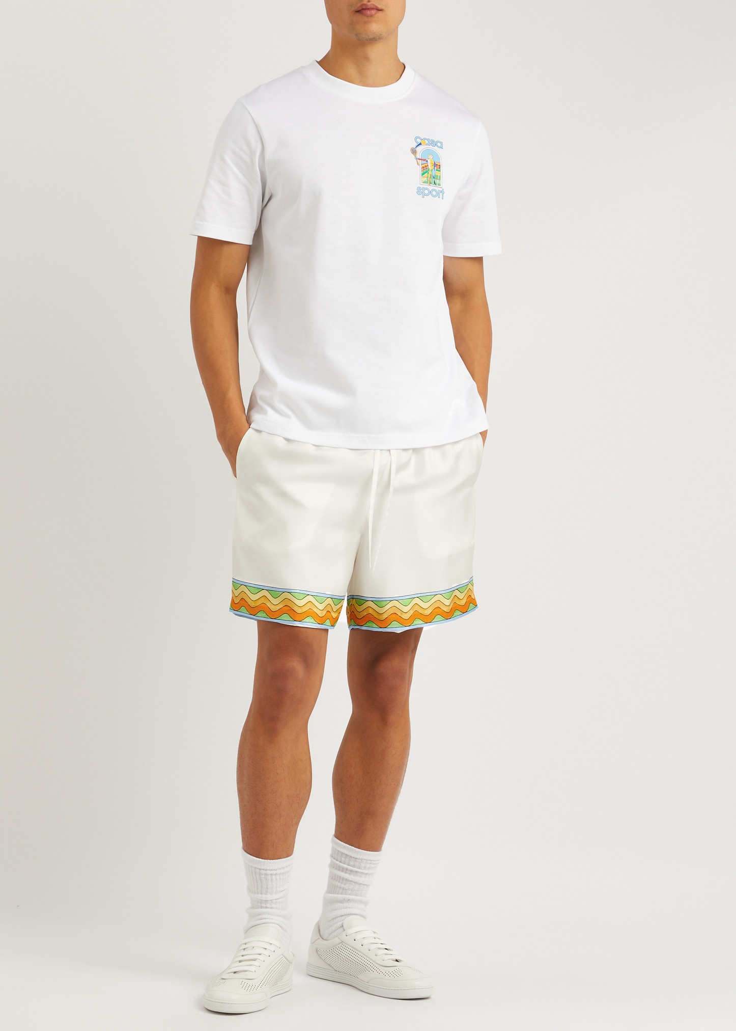Tennis printed silk-twill shorts - 4