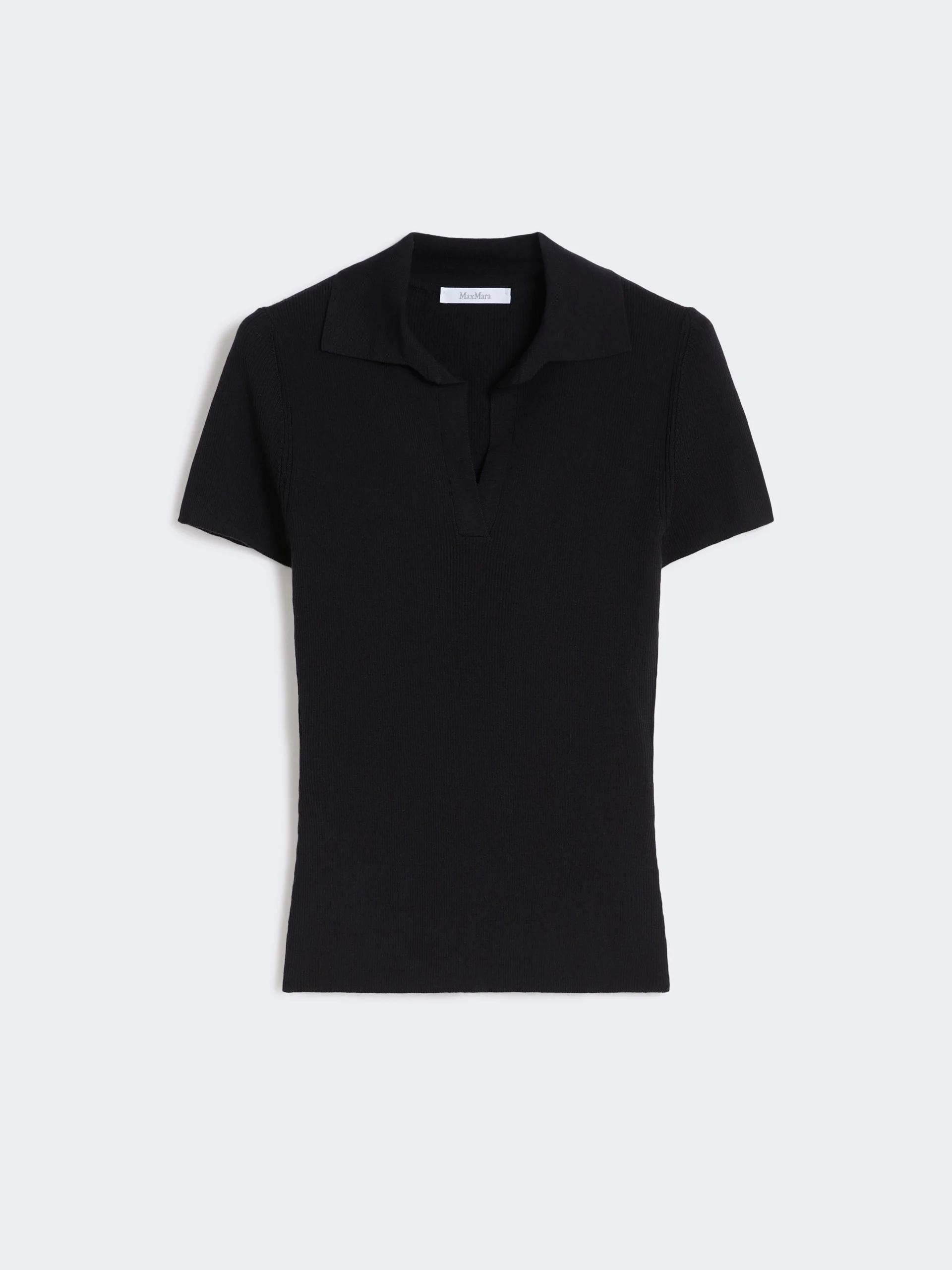 Rib-knit wool polo shirt - ULTRAMARINE - 1