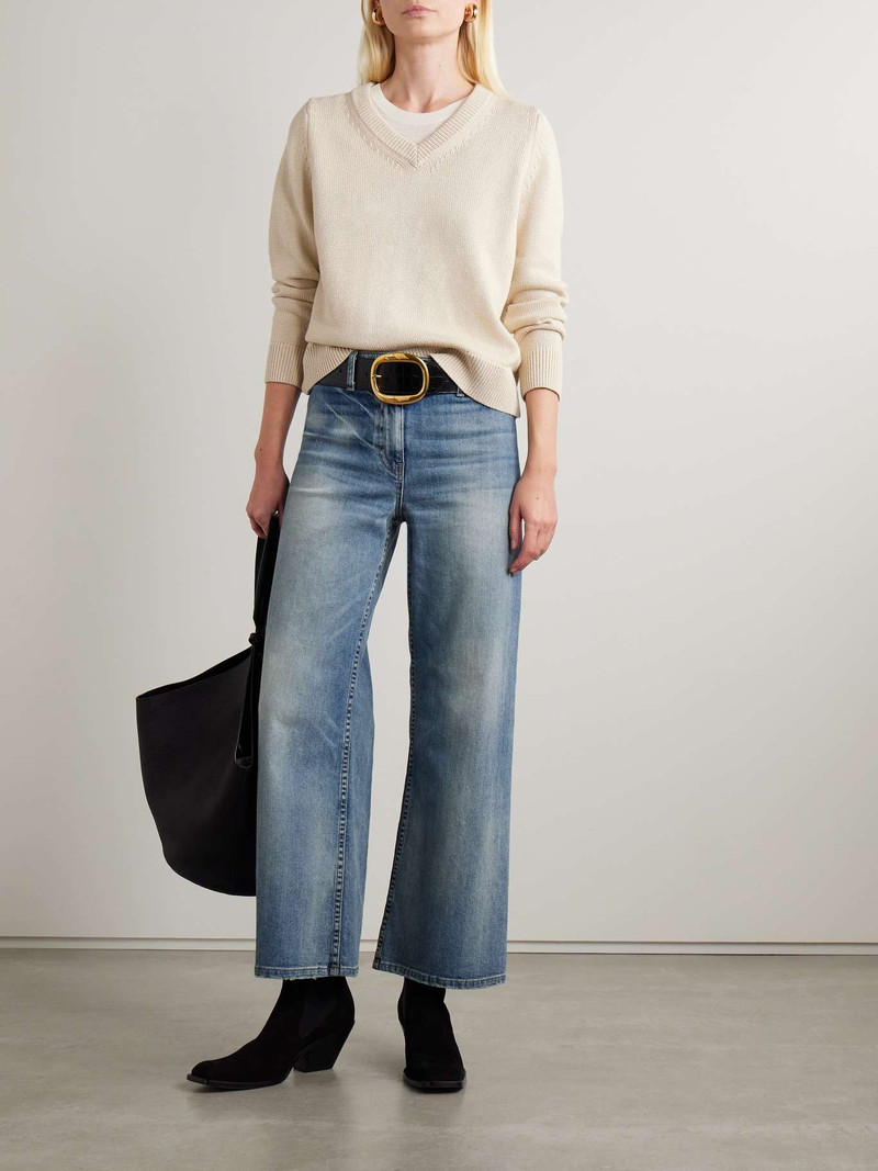 NILI LOTAN Megan distressed high-rise wide-leg jeans Mid denim outlook