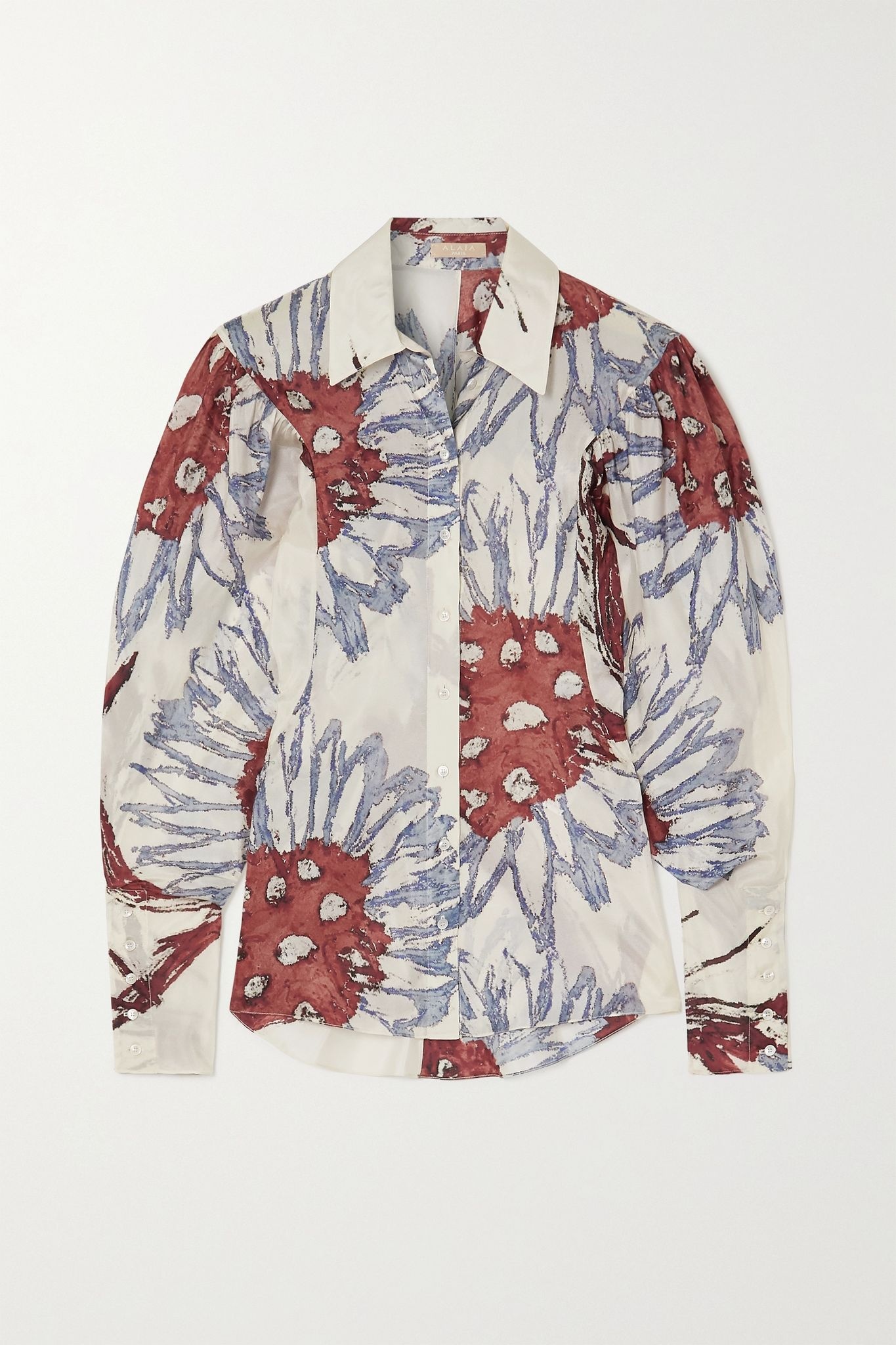 Floral-print silk-habotai shirt - 1