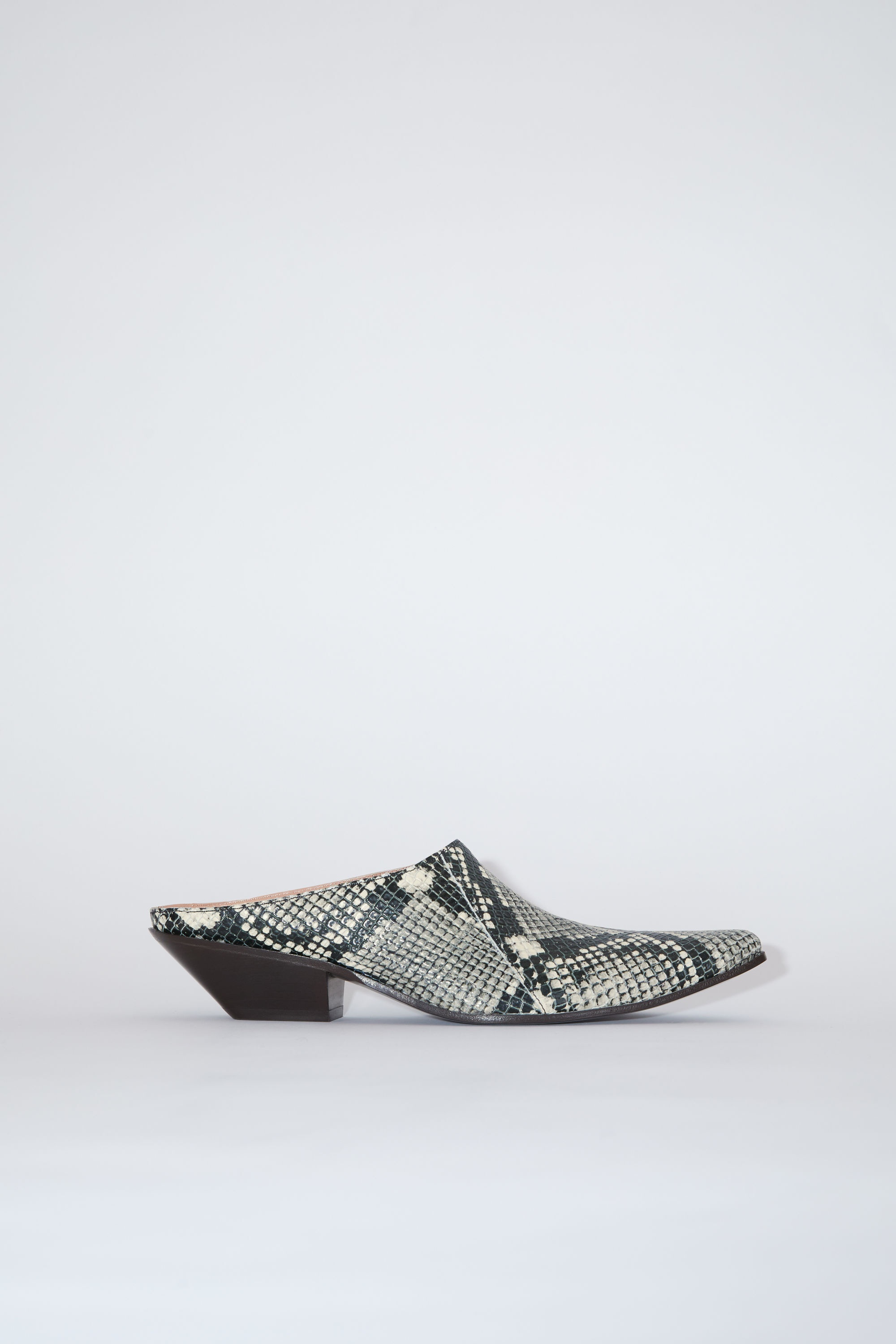 Snake print leather mules - Multi beige - 1